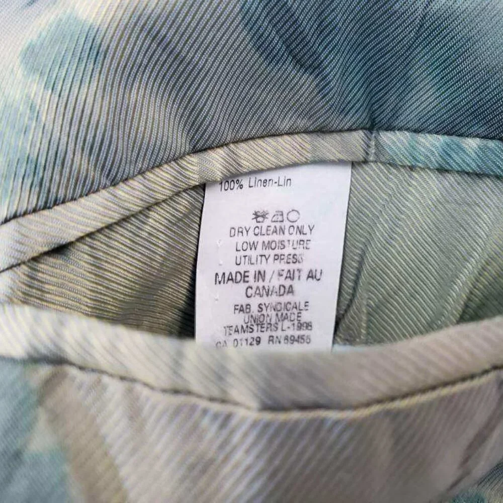 NEW linen Blazer tie dyed gray tan khaki green beige med large camo cowboy 40 42